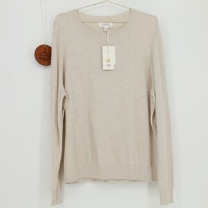Nordstrom Cotton Cashmere Crewneck Sweater Size XL NWT Pullover Minimalist